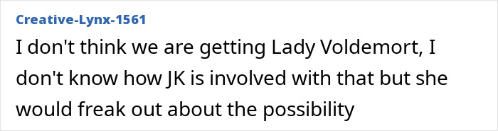 Comment text about Cynthia Erivo allegedly in talks to play Lord Voldemort, sparking fan reactions and controversy online.