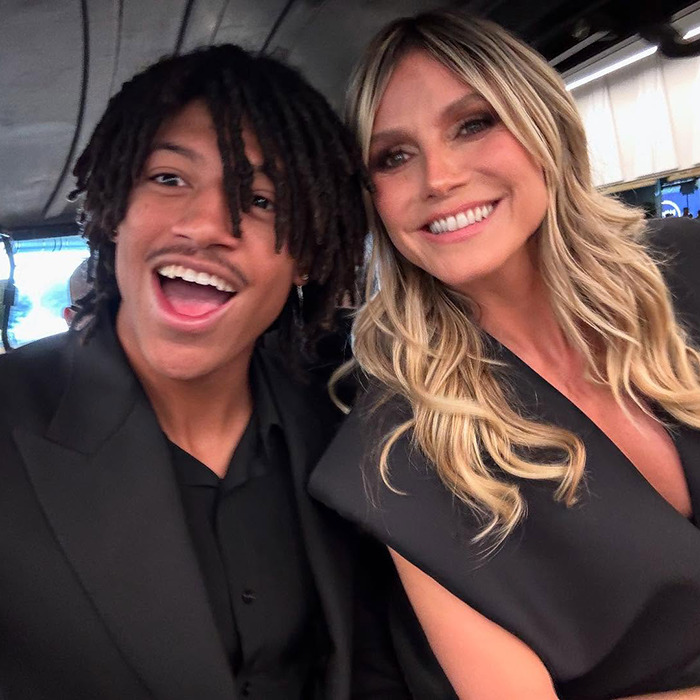 Heidi Klum and her son smiling together, sparking outrage and fan debate over model material on Elle cover.