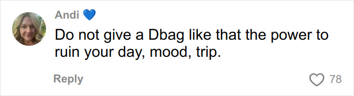 Screenshot of a social media comment showing support after woman breaks down in tears on flight over body-shaming text.