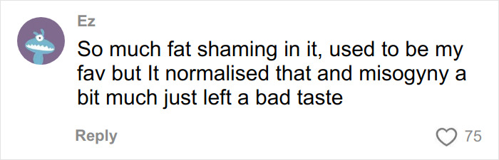 Comment on social media discussing fat shaming and misogyny in relation to Timothée Chalamet Love Actually misread reactions. Comment on social media discussing fat shaming and misogyny in relation to Timothée Chalamet Love Actually misread reactions.