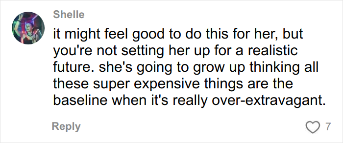 Comment discussing the Christmas gift haul for daughter and the backlash about setting unrealistic expectations. Comment discussing the Christmas gift haul for daughter and the backlash about setting unrealistic expectations.