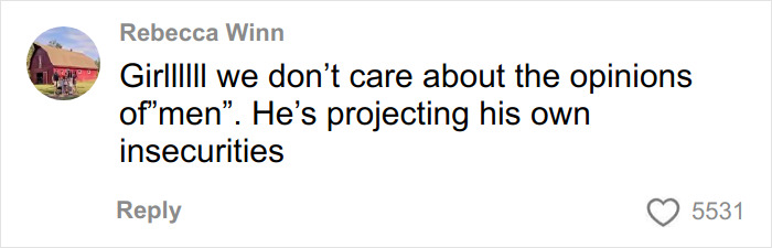 Comment on social media expressing support against body-shaming and addressing insecurities in a text conversation.