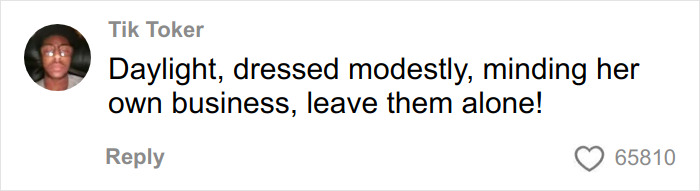 Comment from TikToker urging to leave the victim alone, included in viral video exposing NYU shove serial creep.