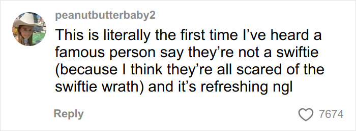 Screenshot of a social media comment about Josh Hutcherson's snarky comment about Taylor Swift sparking debate online. Screenshot of a social media comment about Josh Hutcherson's snarky comment about Taylor Swift sparking debate online.