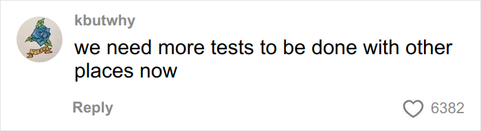 Comment on social media discussing the need for more tests after a woman tests Chipotle food portions under male names.
