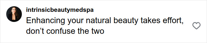 Comment from intrinsicbeautymedspa on social media discussing natural beauty amid plastic surgery rumors about Britanny Snow. Comment from intrinsicbeautymedspa on social media discussing natural beauty amid plastic surgery rumors about Britanny Snow.