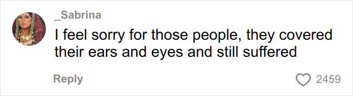 Social media comment expressing sympathy for people covering ears and eyes, related to airplane, parents, kids, and noise.