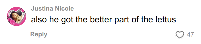 Comment on social media questioning Chipotle&rsquo;s portion size favoring male names, mentioning lettuce quality.