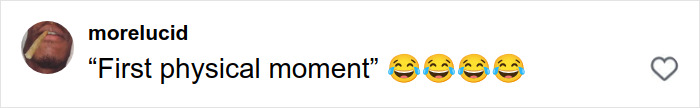 Comment on social media post saying first physical moment with laughing emojis under HR exec Kristin Cabot Coldplay kiss cam news.