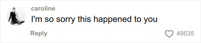 Comment from user caroline expressing sympathy for NYU shove victim in viral video exposing serial creep.