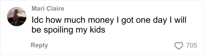 Comment from Mari Claire stating she will spoil her kids regardless of how much money she gets, related to Christmas gift haul for daughter backlash. Comment from Mari Claire stating she will spoil her kids regardless of how much money she gets, related to Christmas gift haul for daughter backlash.