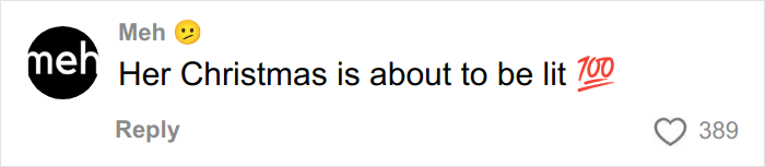 Social media comment saying Her Christmas is about to be lit with emojis, related to Christmas gift haul for daughter backlash. Social media comment saying Her Christmas is about to be lit with emojis, related to Christmas gift haul for daughter backlash.