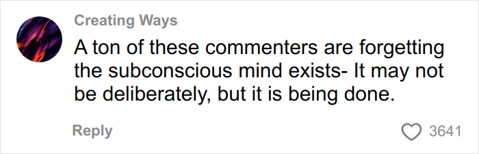 Comment by Creating Ways discussing the subconscious mind's role in behavior with 3641 likes on a social platform.