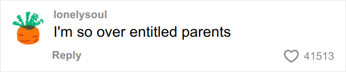 Comment on social media about entitled parents, related to airplane parents kids noise frustration and reactions.