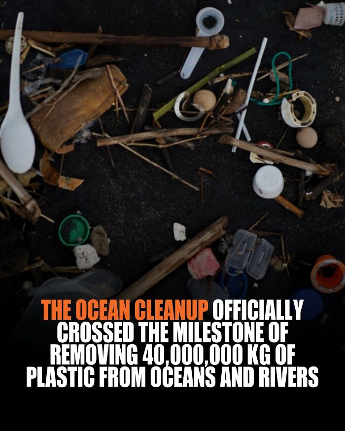 Ocean cleanup milestone with 40 million kg of plastic removed from oceans and rivers, facts about the world knowledge.