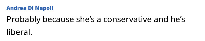 Comment by Andrea Di Napoli discussing political views related to Jason Bateman and sister Justine raising eyebrows.