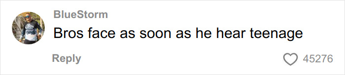 Comment by BlueStorm stating Bros face as soon as he hear teenage with 45,276 likes on social media post about Jennifer Lawrence mocking DiCaprio&rsquo;s dating history.