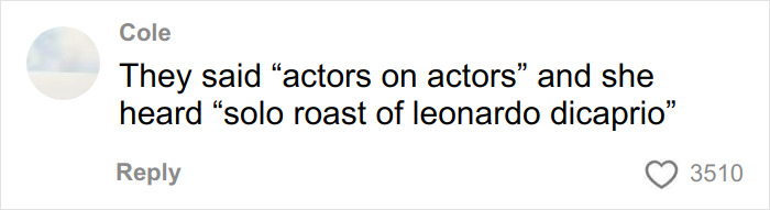 Screenshot of a social media comment about Jennifer Lawrence mocking Leonardo DiCaprio&rsquo;s dating history in an interview.