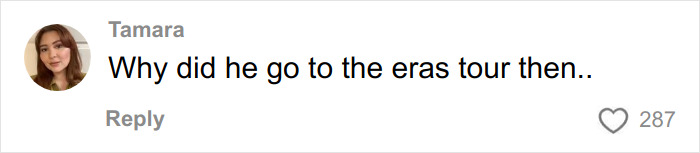 Screenshot of an online comment from Tamara questioning Josh Hutcherson's snarky comment about Taylor Swift sparking debate. Screenshot of an online comment from Tamara questioning Josh Hutcherson's snarky comment about Taylor Swift sparking debate.