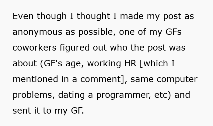 Text excerpt about a man lending his girlfriend a spare keyboard and her reaction causing a breakup.