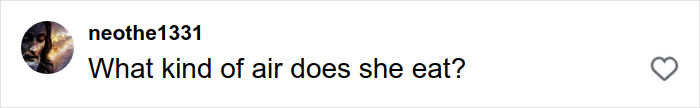 Comment reading What kind of air does she eat, expressing concern about La Toya Jackson's alarmingly slim appearance and possible health issues.