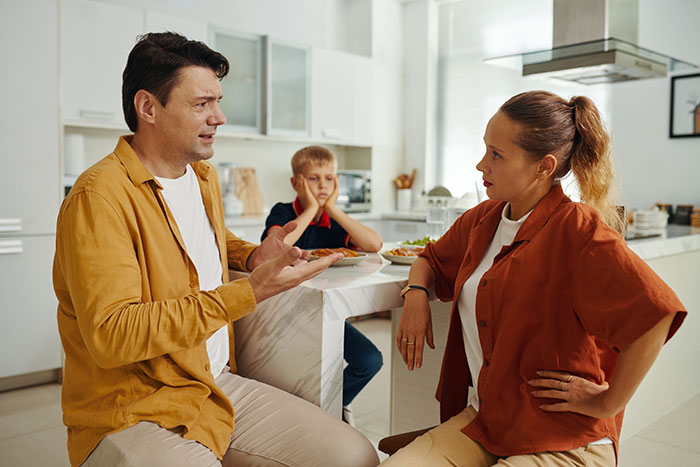 Dad tries to protect son’s gift from ex’s new family as tension and drama unfold during a heated conversation in the kitchen. Dad tries to protect son’s gift from ex’s new family as tension and drama unfold during a heated conversation in the kitchen.