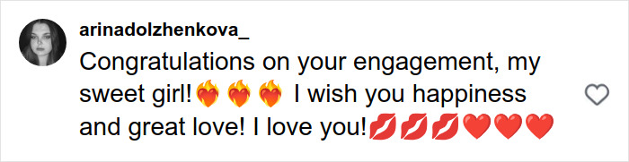 Comment congratulating Miley Cyrus and Maxx Morando on their engagement, sparking mixed reactions about age difference.