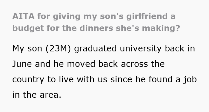 Text post discussing mom accused of embarrassing son&rsquo;s girlfriend who offered to cook meals for them.