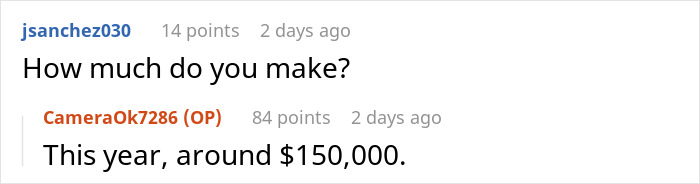 Screenshot of an online Q&A where a nanny to the ultra-wealthy reveals earnings and answers questions.