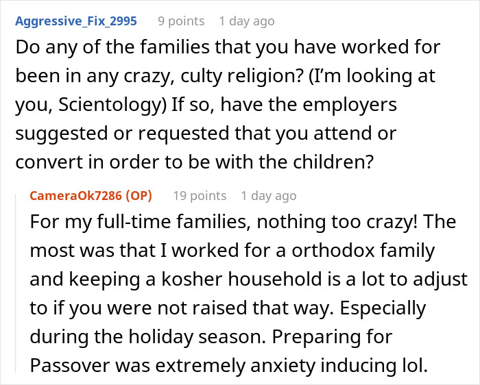 Reddit conversation featuring a nanny to the ultra-wealthy sharing insights about life behind closed doors.
