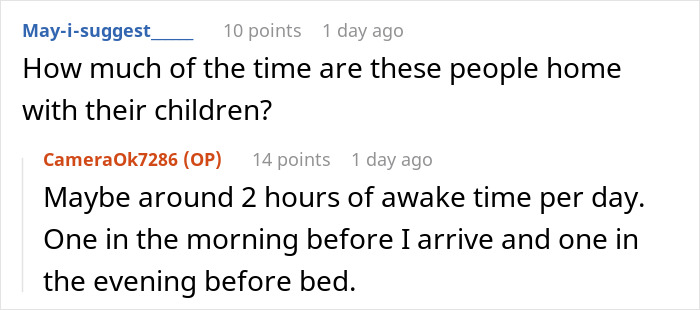 Screenshot of a Q&A where a nanny to the ultra-wealthy discusses time spent with children behind closed doors.