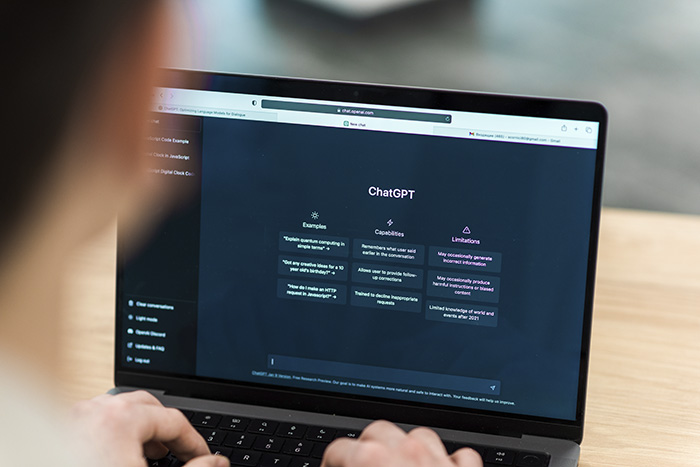 Person using ChatGPT on a laptop screen, highlighting ChatGPT accused of turning son against mother concerns.
