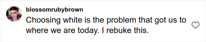 User comment on Pantone&rsquo;s controversial Color of the Year choice, sparking online debate over accusations of racism.