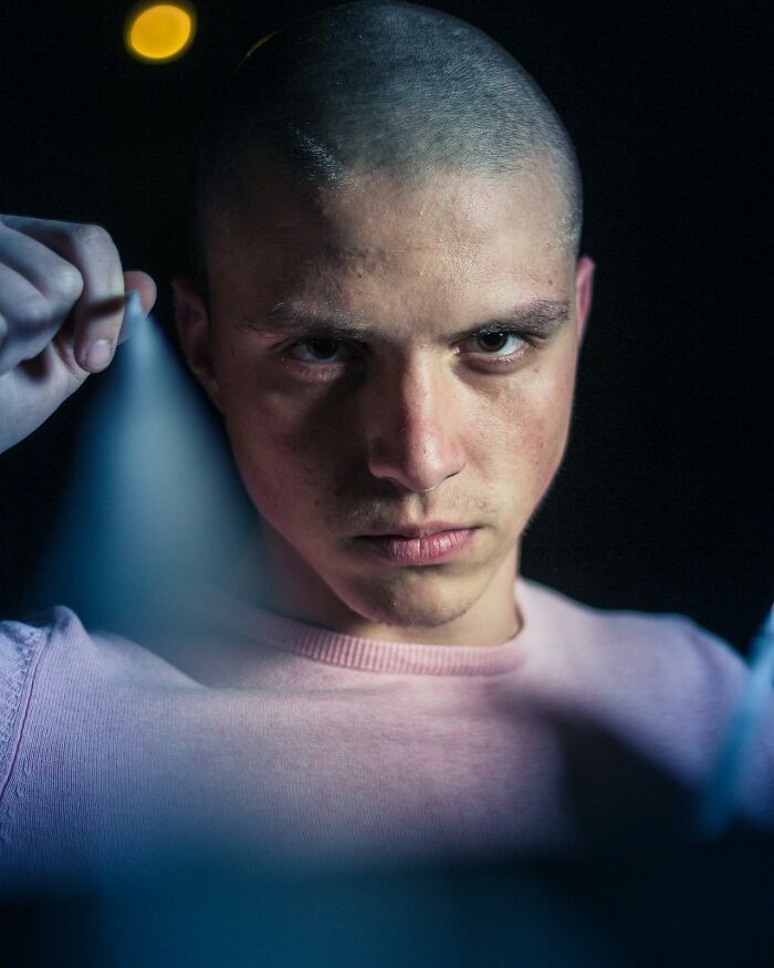 Close-up of a person with a serious expression, highlighting funny clever sassy things said in the heat of the moment.