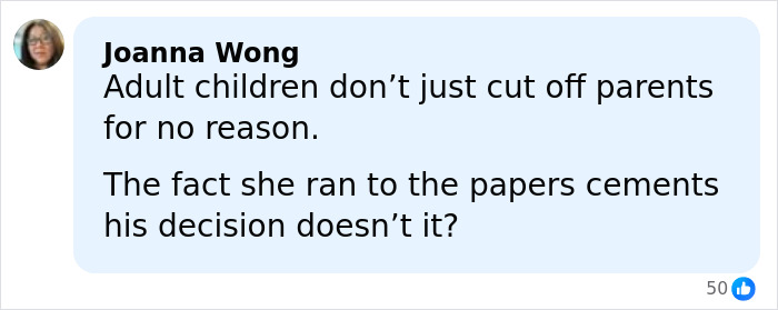 Comment by Joanna Wong discussing family conflicts related to Gordon Ramsay and his daughter's wedding to Adam Peaty.