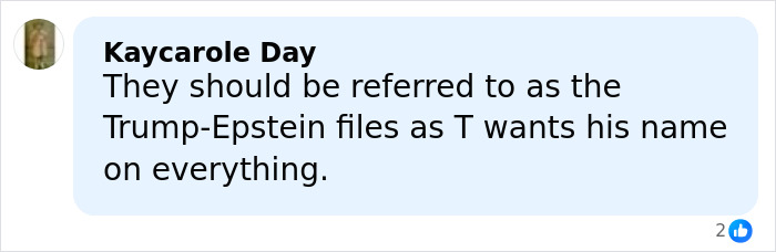 Screenshot of a social media comment discussing Trump-Epstein files as new chilling toddler's foot photo emerges.