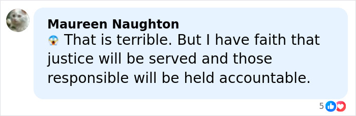 Comment by Maureen Naughton expressing faith in justice and accountability after Italian mother and daughter lose lives from fatal Christmas dinner.