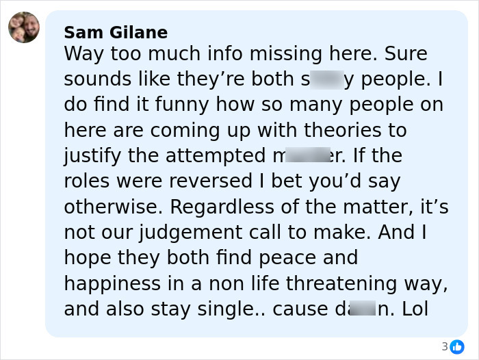 Comment discussing the woman's chilling 911 call after brutally attacking her sleeping boyfriend, shocking police officials.
