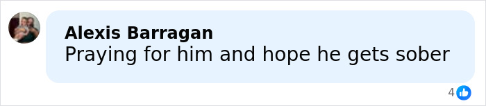 Comment by Alexis Barragan expressing hope for recovery, related to Nickelodeon star&rsquo;s struggle with homelessness.
