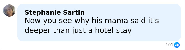Comment from Stephanie Sartin emphasizing the deeper meaning behind Tylor Chase&rsquo;s hospitalization beyond a hotel stay.