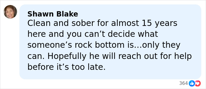 Comment about Tylor Chase&rsquo;s hospitalization, expressing hope he seeks help before it&rsquo;s too late.