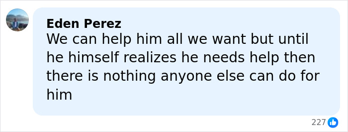 Comment by Eden Perez discussing challenges of helping Tylor Chase during his hospitalization and recovery.