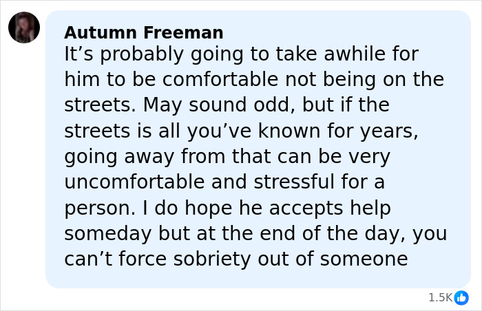 Comment from Autumn Freeman about challenges after Tylor Chase&rsquo;s hospitalization, discussing comfort and sobriety struggles.