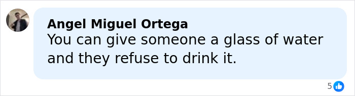 Comment by Angel Miguel Ortega discussing refusal to drink water, highlighting a moment related to Tylor Chase&rsquo;s hospitalization outcome.