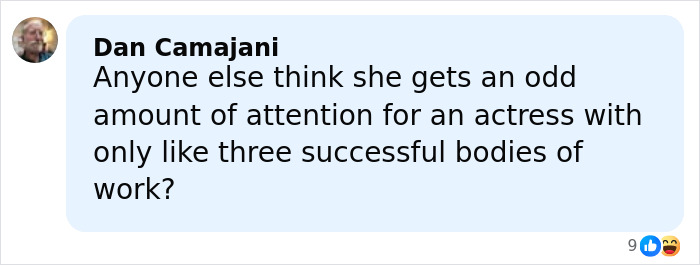 Comment criticizing Millie Bobby Brown&rsquo;s attention despite limited successful roles in her acting career.