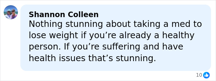 Comment on Amy Schumer under fire for dramatic weight loss, discussing health and weight loss perspectives.