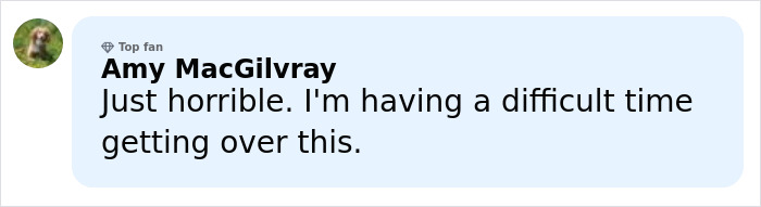 Comment by Amy MacGilvray expressing difficulty getting over the Rob Reiner tragedy amid Michelle Obama and Trump controversy. Comment by Amy MacGilvray expressing difficulty getting over the Rob Reiner tragedy amid Michelle Obama and Trump controversy.