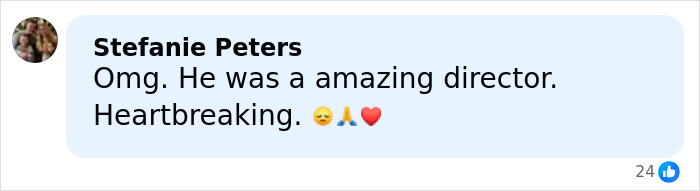 Comment expressing shock and sadness over the news of Rob Reiner and wife found slain, mentioning son as person of interest.