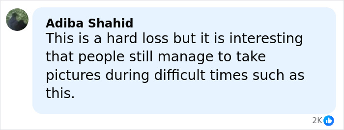 Comment by Adiba Shahid reflecting on the influencer's daughter passes away at Christmas and difficult times.