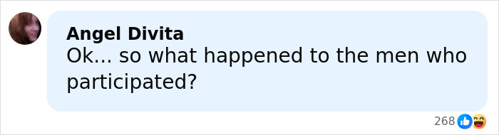 Comment from Angel Divita asking about the fate of men involved in Bonnie Blue controversial adult video case.